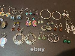 Vintage Sterling Silver LOT OF 27 Pairs Of EARRING