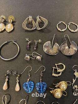 Vintage Sterling Silver LOT OF 30 Pairs Of EARRING