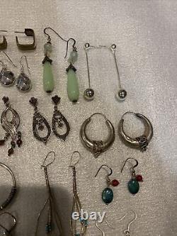 Vintage Sterling Silver LOT OF 39 Pairs Of EARRING