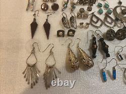 Vintage Sterling Silver LOT OF 40 Pairs Of EARRING