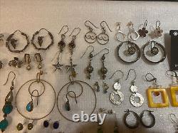 Vintage Sterling Silver LOT OF 42 Pairs Of EARRING