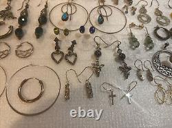 Vintage Sterling Silver LOT OF 42 Pairs Of EARRING