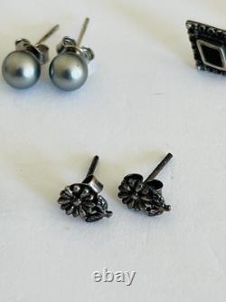 Vintage Sterling Silver Lot of 20 Pairs Dangle Stud Resale Earrings Jewelry