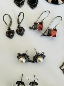 Vintage Sterling Silver Lot of 20 Pairs Dangle Stud Resale Earrings Jewelry