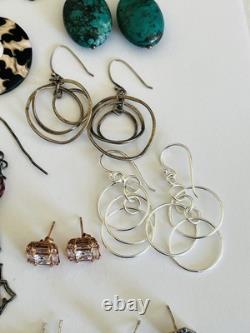 Vintage Sterling Silver Lot of 20 Pairs Dangle Stud Resale Earrings Jewelry
