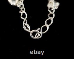 Vintage Sterling Silver Multi Charm Nautical Horse Shoe Puffy Hearts Charm Brace