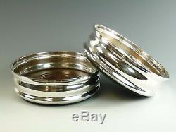 Vintage Sterling Silver Pair Decanter COASTERS 5 1/4 1964