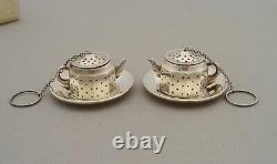 Vintage Sterling Silver Pair Tea Pot Shaped Infusers Spitzer & Fuhrmann Curacao