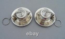 Vintage Sterling Silver Pair Tea Pot Shaped Infusers Spitzer & Fuhrmann Curacao