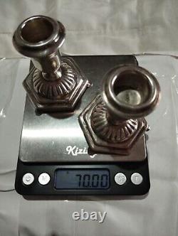 Vintage Sterling Silver Pair of Candle Stick Small Holders