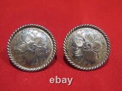 Vintage Sterling Silver Pair of VOGT Saddle Concho 1 1/4