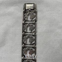 Vintage Sterling Silver Pin & Bracelet Set Of A Dancing Couple