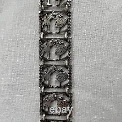 Vintage Sterling Silver Pin & Bracelet Set Of A Dancing Couple