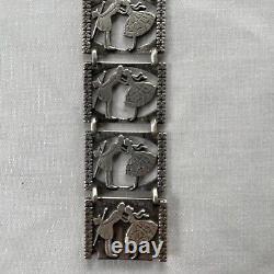 Vintage Sterling Silver Pin & Bracelet Set Of A Dancing Couple