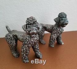 Vintage Sterling Silver Poodle Dog Figurines Pair