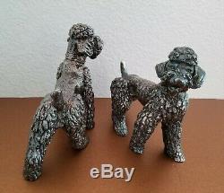 Vintage Sterling Silver Poodle Dog Figurines Pair