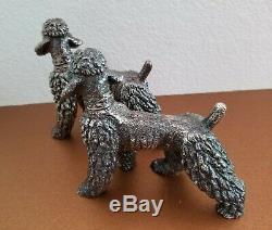 Vintage Sterling Silver Poodle Dog Figurines Pair