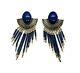 Vintage Sterling Silver Qt Navajo Zuni Lapis Lazuli Bead Earrings Pair 11167