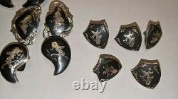 Vintage Sterling Silver Siam Dancer Lot Panel Bracelet, 4 Pair Earrings, & More