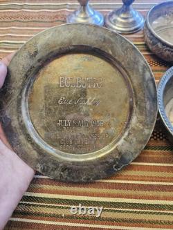 Vintage Sterling Silver & Silverplated Bowls & Candle Holders 230 Grams Scrap B4