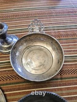 Vintage Sterling Silver & Silverplated Bowls & Candle Holders 230 Grams Scrap B4