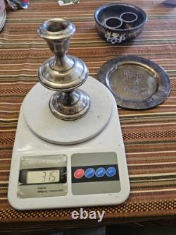Vintage Sterling Silver & Silverplated Bowls & Candle Holders 230 Grams Scrap B4