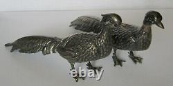 Vintage Sterling Silver Statue Full Figural Peacocks Male Female Pair Set