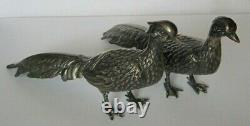 Vintage Sterling Silver Statue Full Figural Peacocks Male Female Pair Set