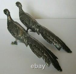 Vintage Sterling Silver Statue Full Figural Peacocks Male Female Pair Set