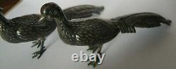 Vintage Sterling Silver Statue Full Figural Peacocks Male Female Pair Set