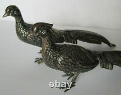 Vintage Sterling Silver Statue Full Figural Peacocks Male Female Pair Set