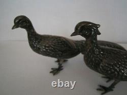 Vintage Sterling Silver Statue Full Figural Peacocks Male Female Pair Set