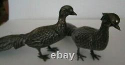 Vintage Sterling Silver Statue Full Figural Peacocks Male Female Pair Set