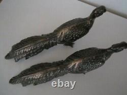 Vintage Sterling Silver Statue Full Figural Peacocks Male Female Pair Set