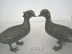 Vintage Sterling Silver Statue Full Figural Peacocks Male Female Pair Set