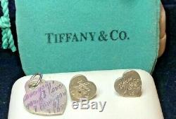 Vintage Sterling Silver Tiffany & Co. Pair Earrings Pendant Charm & Original Bag