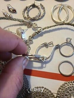 Vintage Sterling Silver earrings 8 pairs & silvertone jewelry lot pre owned A6