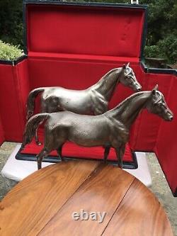 Vintage Sterling Solid Silver Matching? Pair Of Racing Horse Figure's 4148.8 Gr