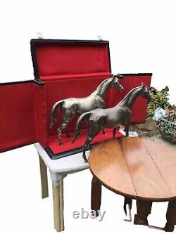 Vintage Sterling Solid Silver Matching? Pair Of Racing Horse Figure's 4148.8 Gr