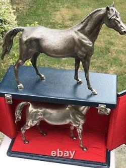 Vintage Sterling Solid Silver Matching? Pair Of Racing Horse Figure's 4148.8 Gr
