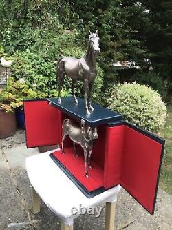Vintage Sterling Solid Silver Matching? Pair Of Racing Horse Figure's 4148.8 Gr