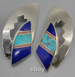 Vintage Sterling Southwestern / Native American Clip-On Earrings Lot Of 6 Pair