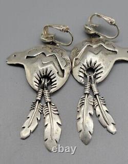 Vintage Sterling Southwestern / Native American Clip-On Earrings Lot Of 6 Pair