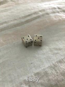 Vintage Taxco Mexico Old Pair Sterling Silver Dice Circa 1960's
