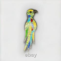 Vintage Taxco Sterling Lot Enamel Parrot Abalone Earrings Onyx Brooch Crown Mark