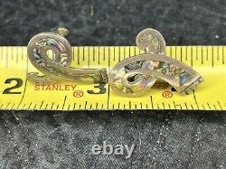 Vintage Taxco Sterling Lot Enamel Parrot Abalone Earrings Onyx Brooch Crown Mark