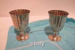 Vintage Tiffany&co Sterling Silver Pair Of Small Footed Cordials