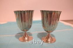 Vintage Tiffany&co Sterling Silver Pair Of Small Footed Cordials