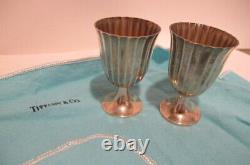 Vintage Tiffany&co Sterling Silver Pair Of Small Footed Cordials