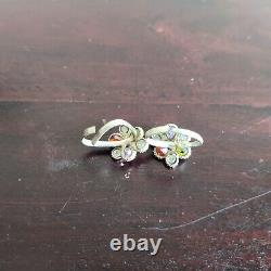 Vintage Toe Ring Silver Jewelry Pair Tribal Lady Colorful Stone Floral Decorated